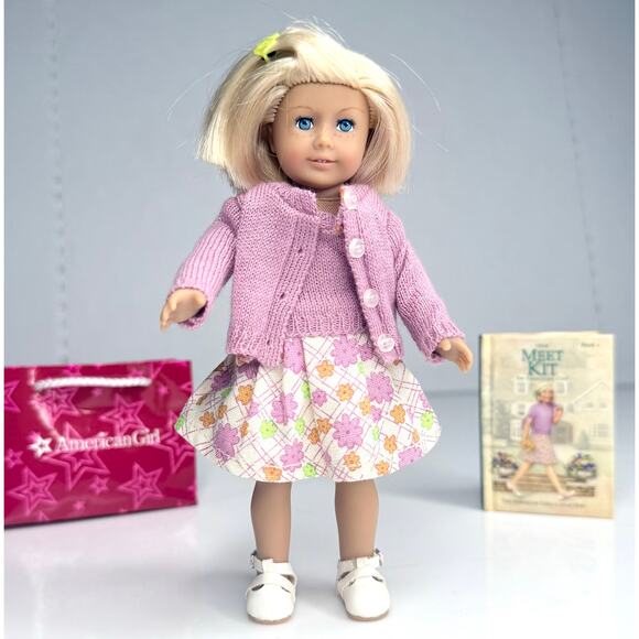 American Girl Kit Doll Mini Cloth Body Meet Outfit Barrette Skirt Shoes Book Bag - Picture 8 of 8